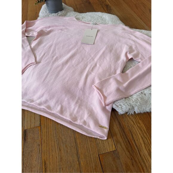 NWT Alsemi Soft Pink Cotton Rolled Hem Relaxed Fit Sweater Size S - Picture 5 of 12